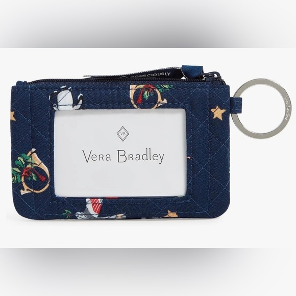 NWT-Vera Bradley Women's Cotton Zip ID Case Wallet, Snow Globe Motifs - Picture 2 of 11